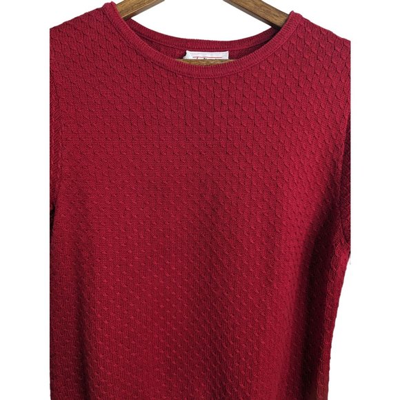 Talbots 2 Pc Set Red Cable Knit Top Cardigan Cotton Blend Made in the USA Sz PS - Picture 9 of 14